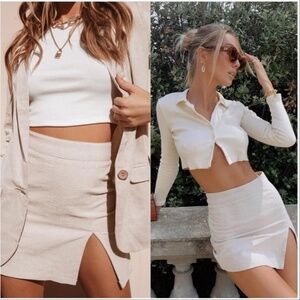 Princess Polly Lioness Lola Mini Skirt Oatmeal Linen XXS